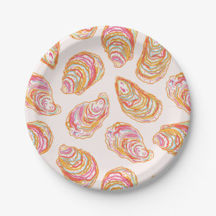 Bright and Colourful Coastal Oyster Shells Paper Plate