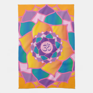 Bright and Colourful Crown Chakra Elegant Yoga Kitchen Towel