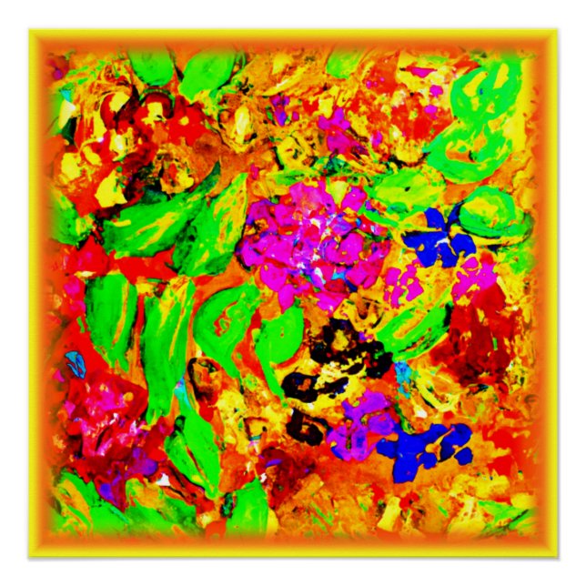 Bright And Colourful Flowers Art. Buy Now Poster (Front)