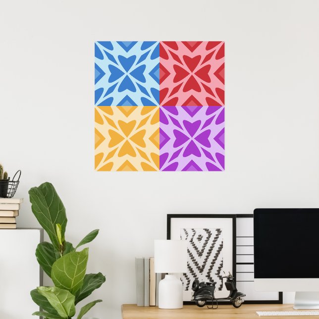 Bright and Colourful Four Hearts Meet Poster (Home Office)