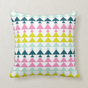 Bright and Colourful Geometric Triangle Pattern Throw Pillow