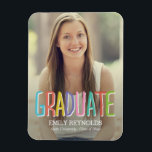 Bright and Colourful Graduation Announcement Magne Magnet<br><div class="desc">Unique,  modern,  and full of personality,  this stylish magnet proudly announce this important milestone. 
Visit our website at www.berryberrysweet.com for more design options!</div>
