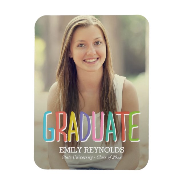 Bright and Colourful Graduation Announcement Magne Magnet (Vertical)