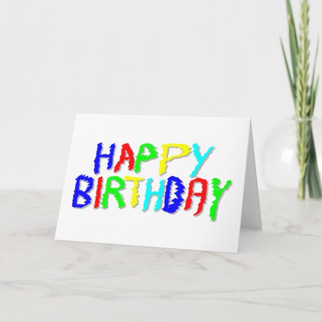 Bright and Colourful. Happy Birthday. Card (Front)