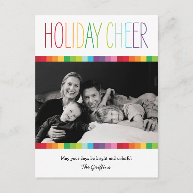Bright and Colourful Holiday Photo Card Postcard (Front)
