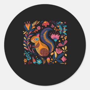 Bright And Colourful Illustration Of A Squirrel Su Classic Round Sticker