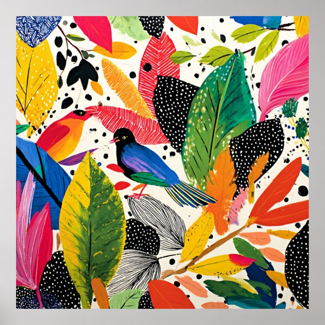 Bright and Colourful Jungle Art Poster (Front)