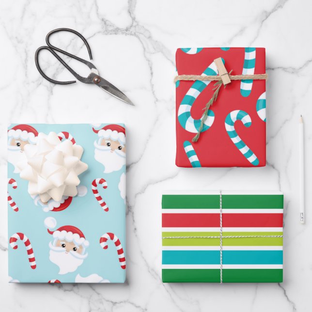 Bright and Colourful Kids Christmas Gift Wrapping Paper Sheet (Front)