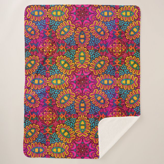 Bright And Colourful Mandala   Sherpa Blanket (Front)