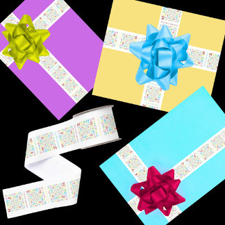 Bright and Colourful Merry Christmas Typography  Grosgrain Ribbon