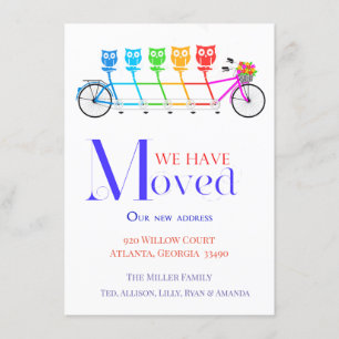 Bright and colourful moving announcement for famil