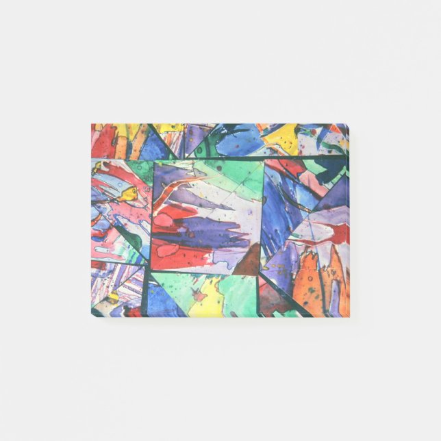Bright and Colourful Painted Cut Paper Collage, Tr Post-it Notes (Front)