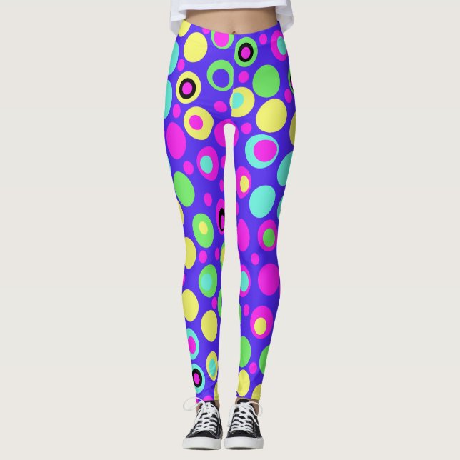 Bright and Colourful Polka Dot Leggings (Front)