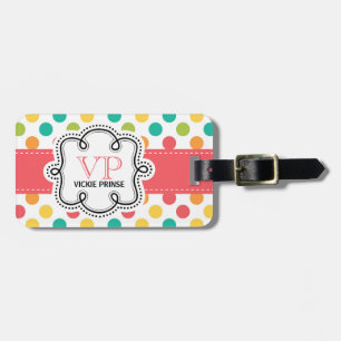 Bright and Colourful Polka Dots Personalized Ladie Luggage Tag