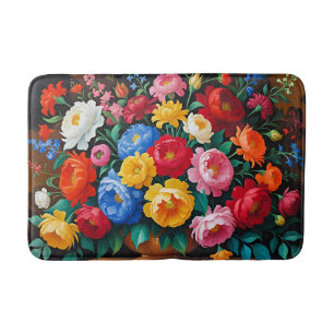 Bright and colourful roses bath mat