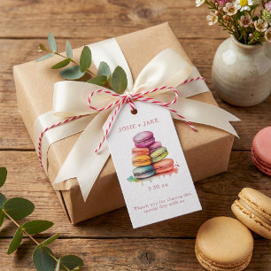 Bright and colourful watercolor macaroon cakes gift tags