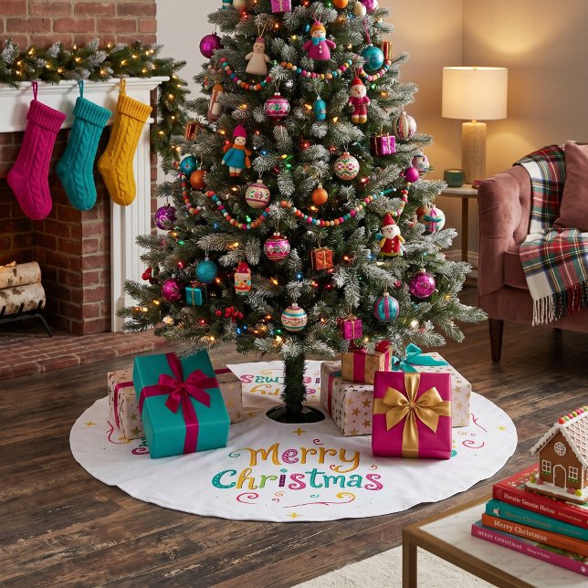 Bright and cool Merry Christmas Brushed Polyester Tree Skirt (Creator Uploaded)