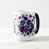 Bright and Dark Floral Fantasy with Butterflies