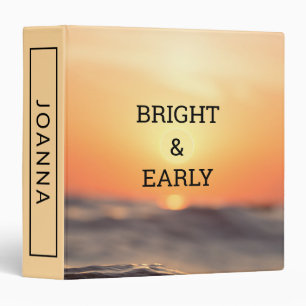 Bright and Early Seaside Sunrise Beach View Binder