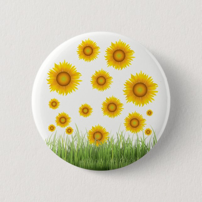 Bright and Elegant Sunflower Graphic Design 2 Inch Round Button (Front)