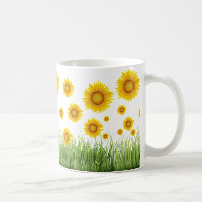 Bright and Elegant Sunflower Graphic Design Coffee Mug (Right)