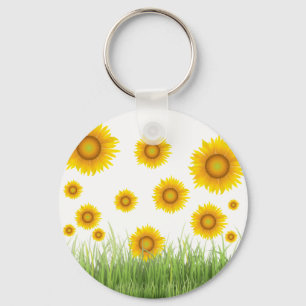 Bright and Elegant Sunflower Graphic Design Keychain