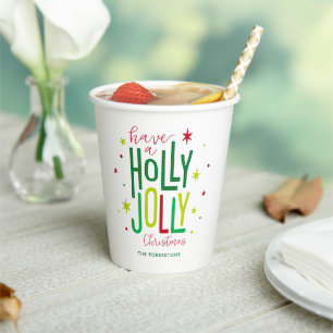 Bright and Festive "Holly Jolly" Christmas Paper Cups