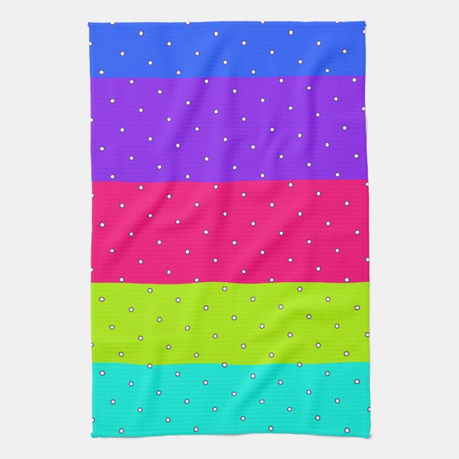 Bright and Fun Stripe and Polka-Dots Kitchen Towel (Vertical)