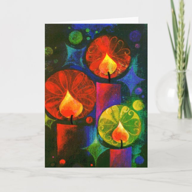 Bright and Glowing Christmas Candles Holiday Card (Front)