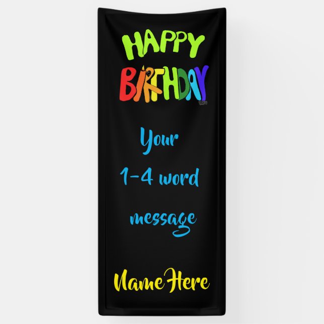 Bright and Happy Birthday Create-Your-Own Banner (Vertical)
