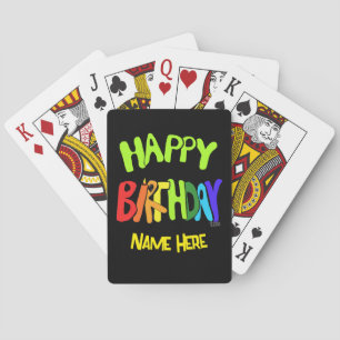 Bright and Happy Birthday Custom Name Playing Cards
