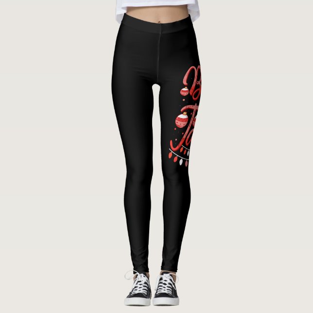 Bright And Joyful Santa Hat Leggings (Front)