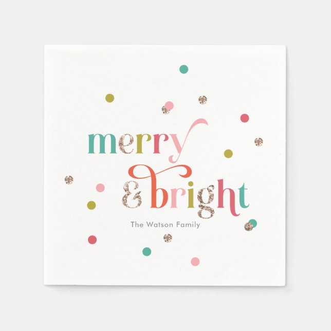 Bright and Merry Holiday Party Napkins (Front)