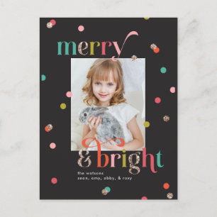 Bright and Merry Holiday Photo Card Postcard
