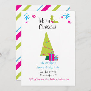 Bright and Merry Retro Holiday Invitation