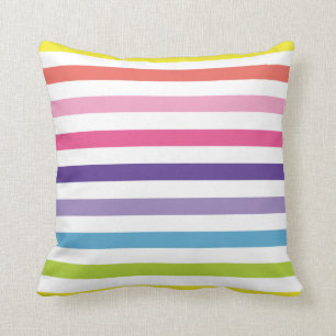 Bright and Modern Fun Rainbow Stripes Throw Pillow