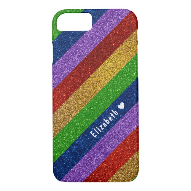 Bright and Sparkly Rainbow Faux Glitter Striped Case-Mate iPhone Case (Back)