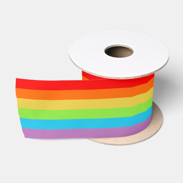 Bright and Wide Stripes, Rainbow Striped Satin Ribbon (Spool)