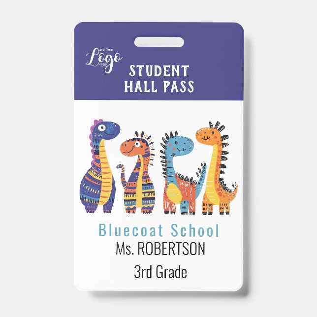 Bright animals  teacher or student pass badge (Front)