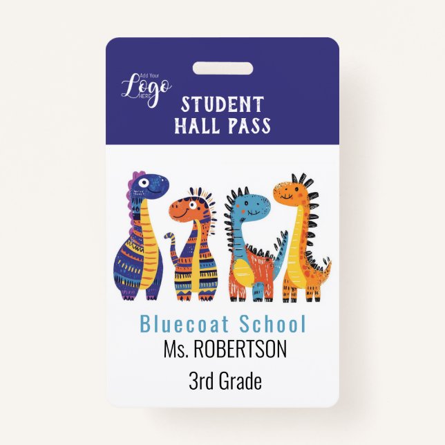 Bright animals  teacher or student pass badge (Front)