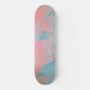 Bright Apricot Blue Foil skateboard