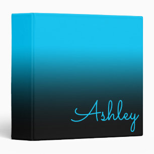 Bright Aqua and Black Ombre Binder