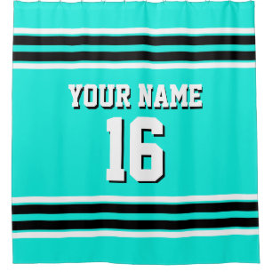 Bright Aqua Black White Stripes Sports Jersey
