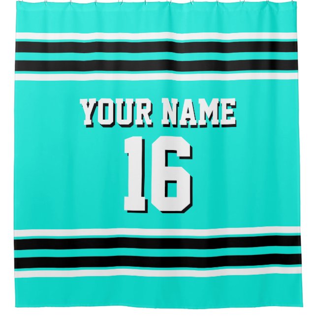 Bright Aqua Black White Stripes Sports Jersey (Front)
