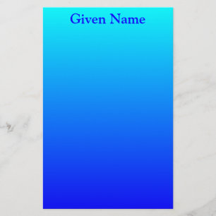 Bright Aqua Blue Personalized Ombre Stationery