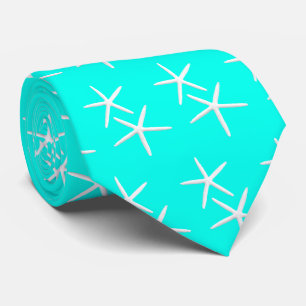 Bright Aqua Blue Starfish Beach Cravate de mariage