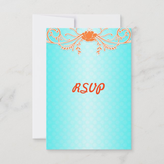 Bright Aqua et Tangerine Orange Wedding RSVP (Devant)