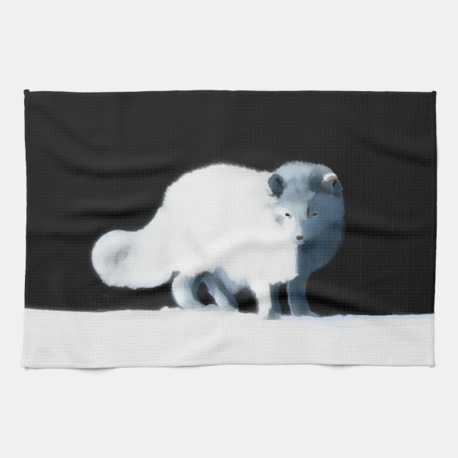 Bright Arctic Fox Kitchen Towel (Horizontal)