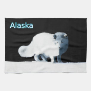 Bright Arctic Fox Kitchen Towel