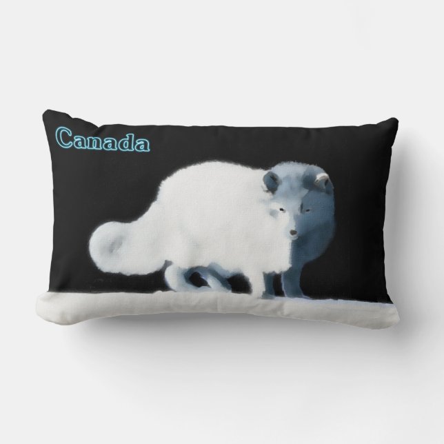 Bright Arctic Fox Lumbar Pillow (Front)